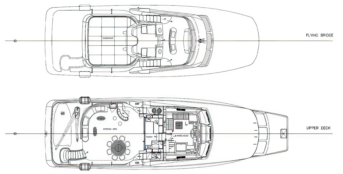 Аренда моторной яхты Benetti 30 Galaktika Skay на Мальдивах - планы палуб